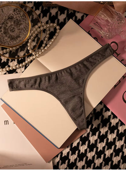 Women T-back Briefs Cotton G-String Thong Underwear Low Waist Seamless Panties