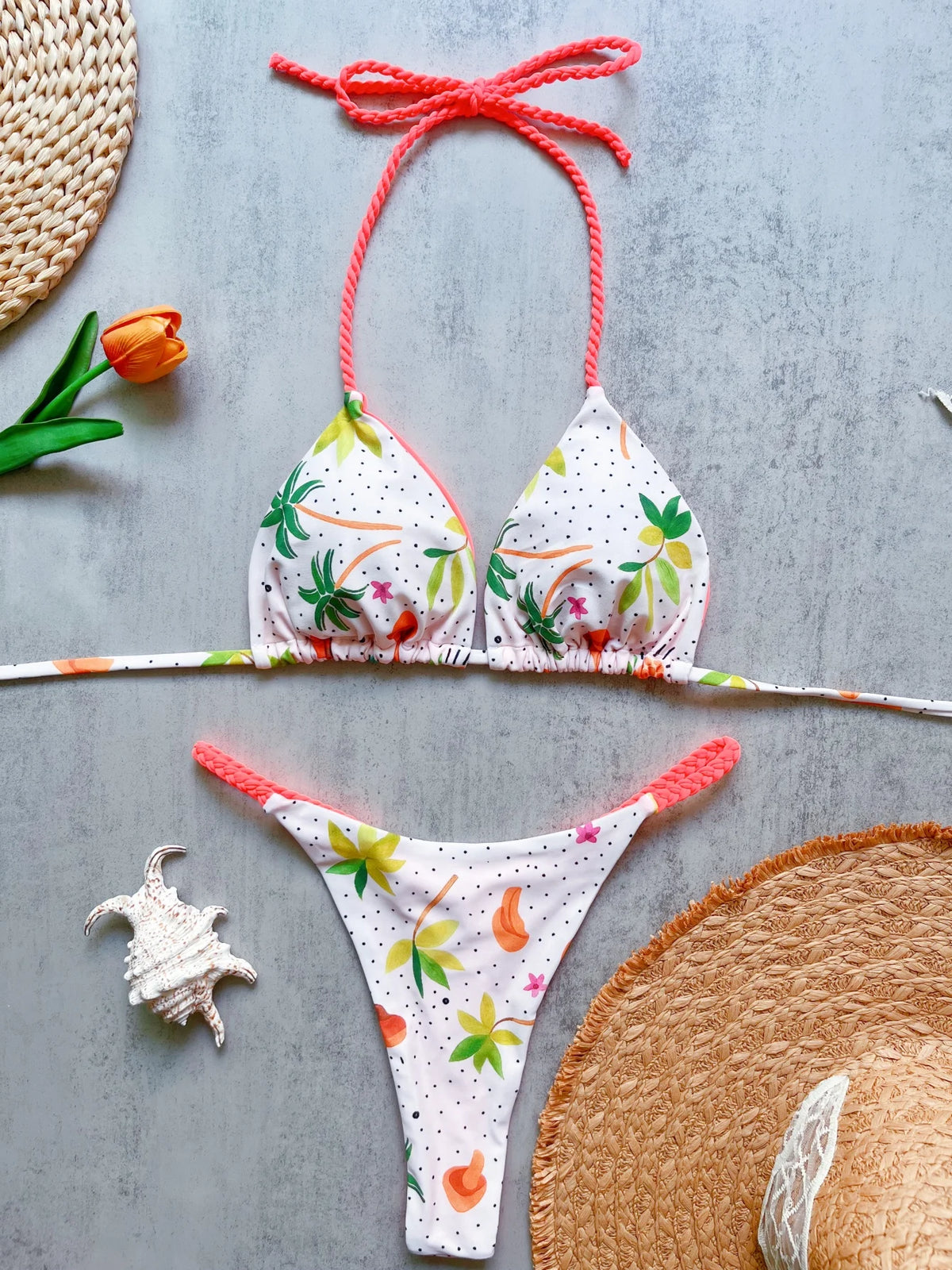 Women Printed Triangle Bikini Push Up Brazilian Swimwear Bikinis Padded Swimsuit Thong Bathing Suit