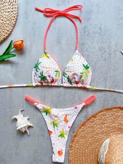 Women Printed Triangle Bikini Push Up Brazilian Swimwear Bikinis Padded Swimsuit Thong Bathing Suit