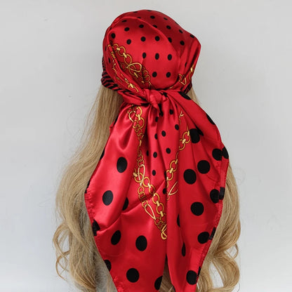 90cm Women Four Seasons Square Silk Satin Bandana Wrap Shawl Scarves Scarfs Spk11