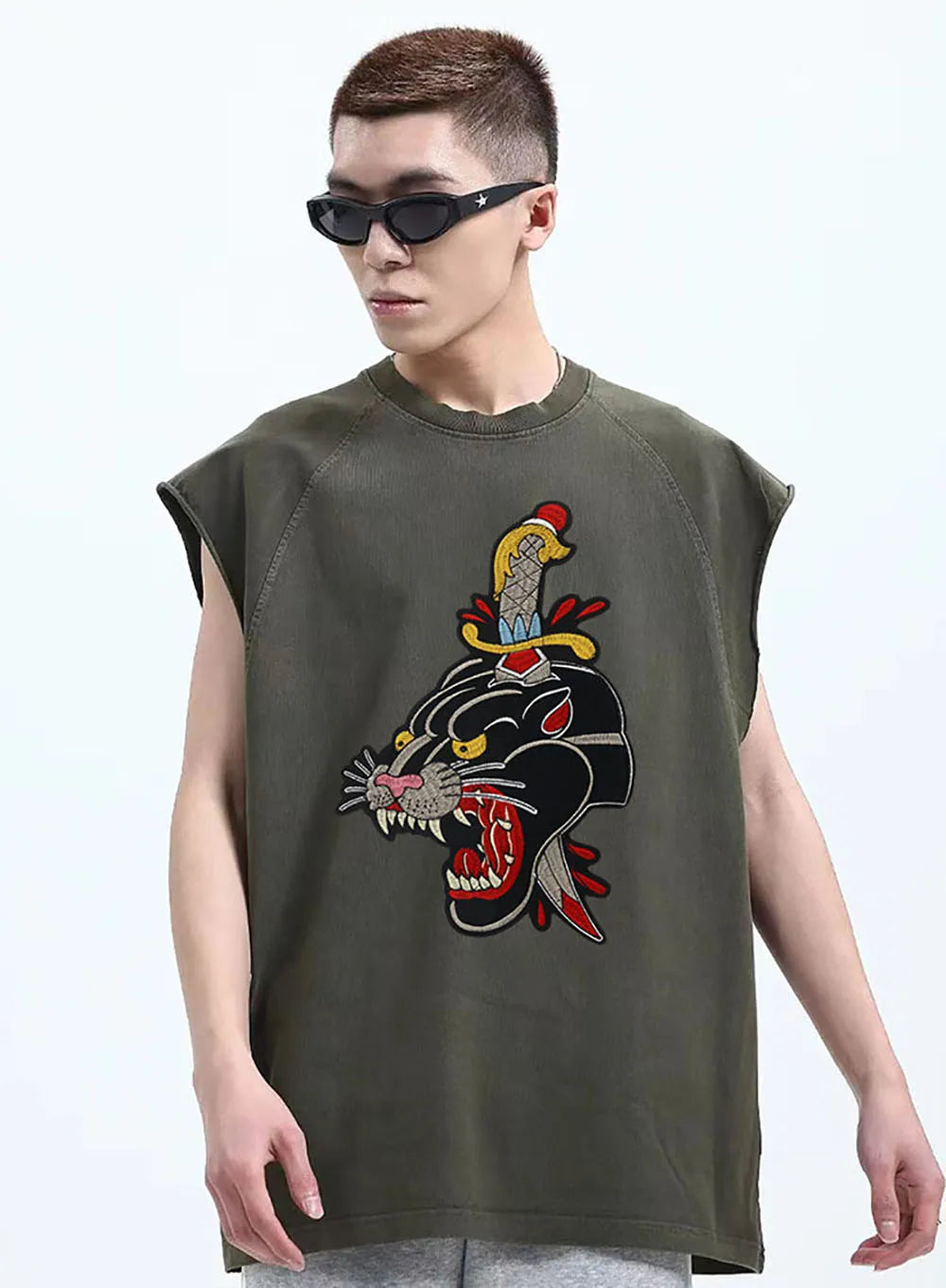 Animal Embroidery Leopard Sword Embroidered Patches for Clothing Applique Iron On Sewing