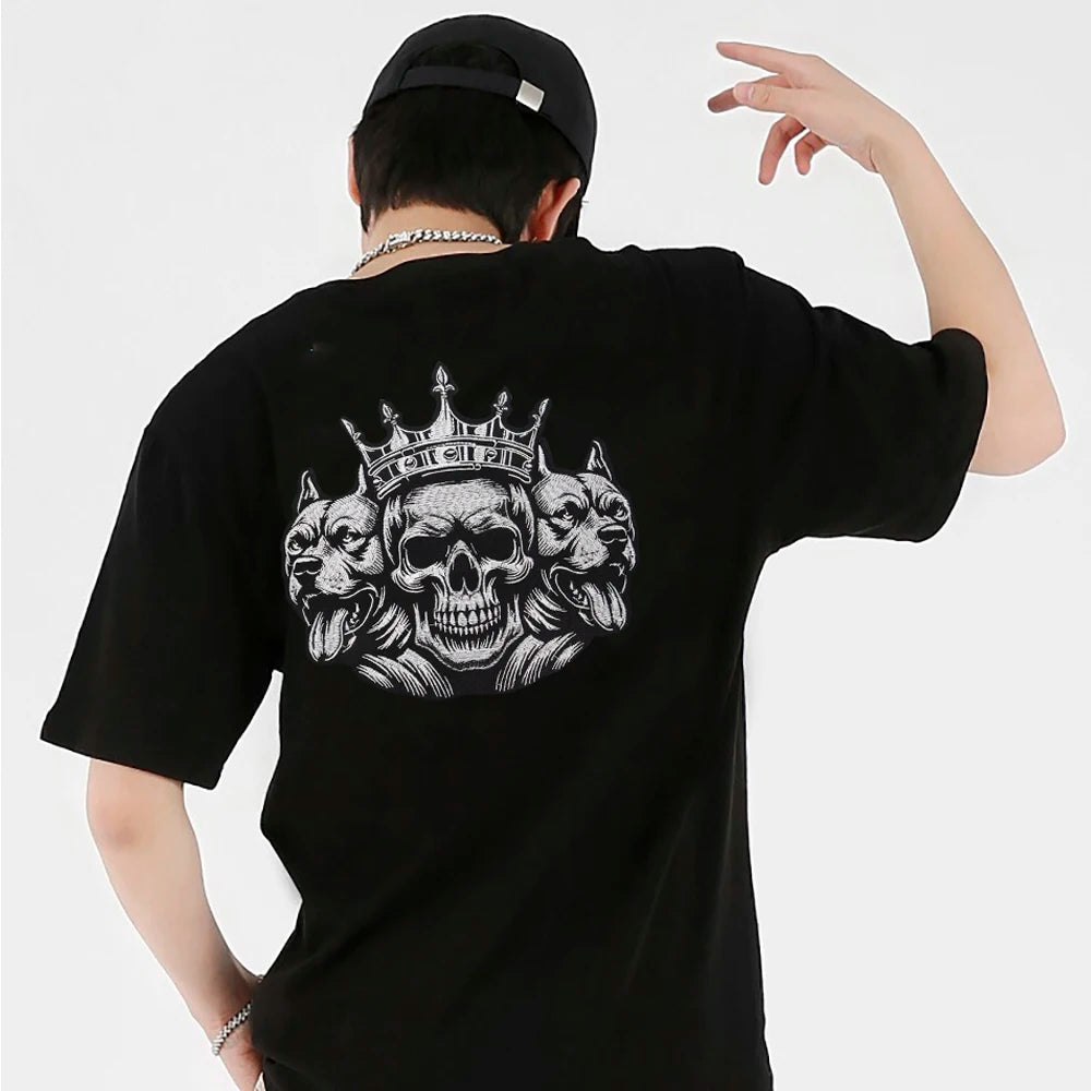 Cool gold and silver crown skull Embroidered Patch Appliques Iron on Patches Badge Clothes Sewing