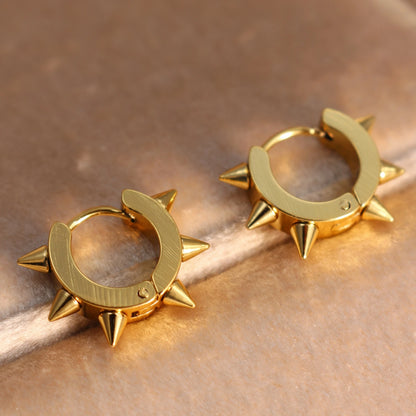 1Pair Women Men Punk Stainless Steel Spiky Thorn Gothic Stud Earrings