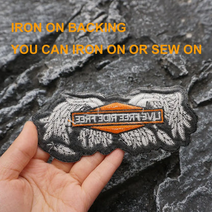 Sign of LIVE FREE RIDE FREE Embroidered Patch Iron-On Sewing Clothes Patches Applique