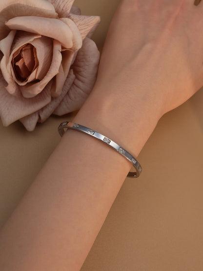 18K Gold Plated Stainless Steel Zircon Chain Hollow Women's Bracelet
