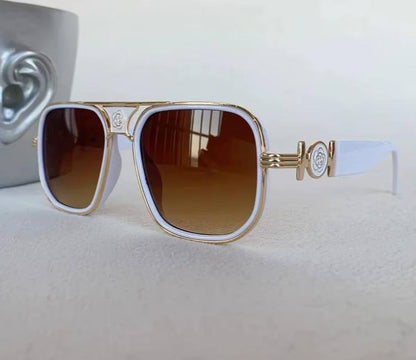 Women Fashion Designer Square American Glass Lens Pilot Sunglasses UV400 Eyewear