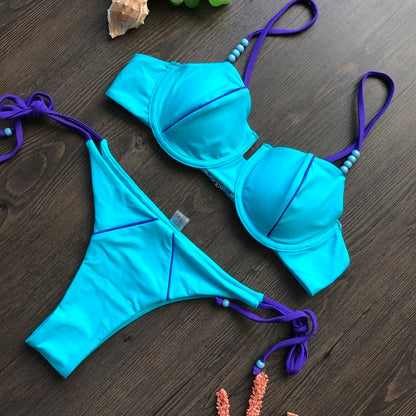 2pcs Push Up Women Micro Swimsuit Bandage Beach Wear Swimming Bikini