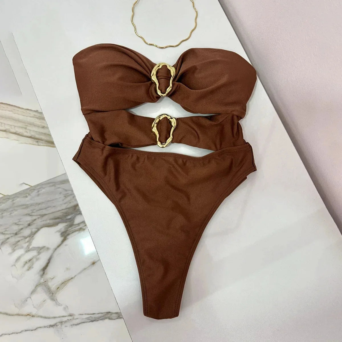 Oval One Piece Swimsuit Sexy Swimwear Women Swimsuit Hollow Out Monokini Bathing Suit