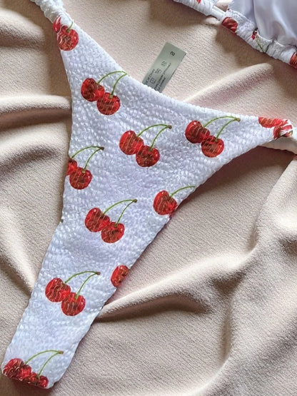 Micro Cherry Prints Bikini Push Up Women Swimwear Beach Swimsuit