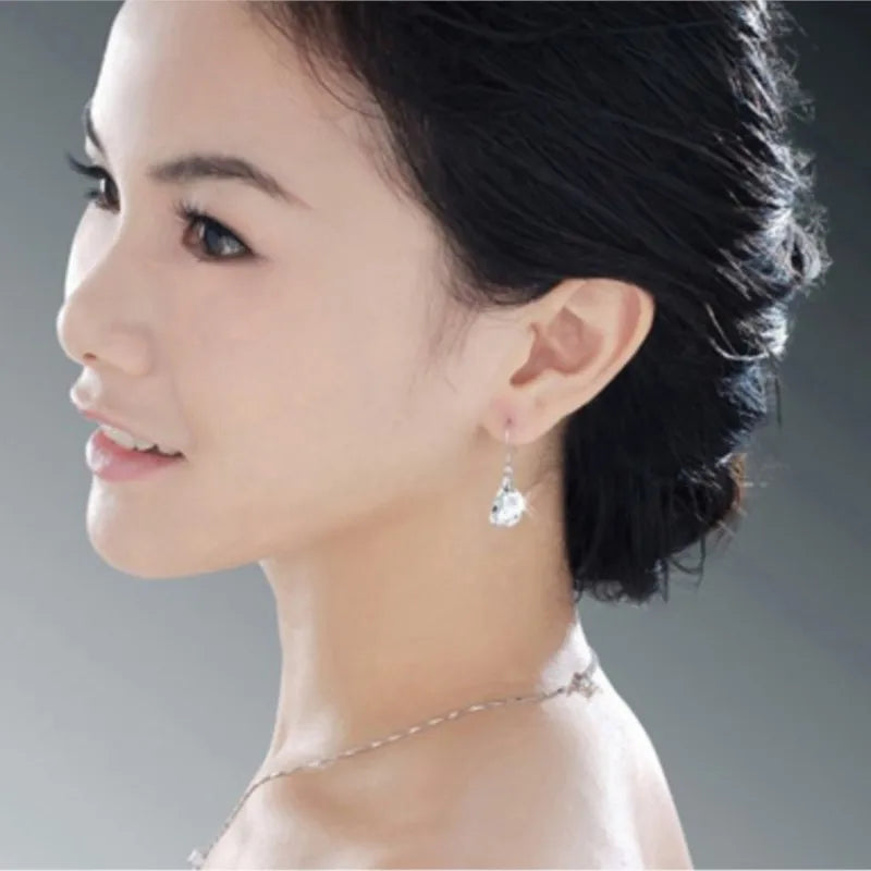 Women Crystal Bean Pendant Fashion Necklace Earring charm lover cute romantic Sets