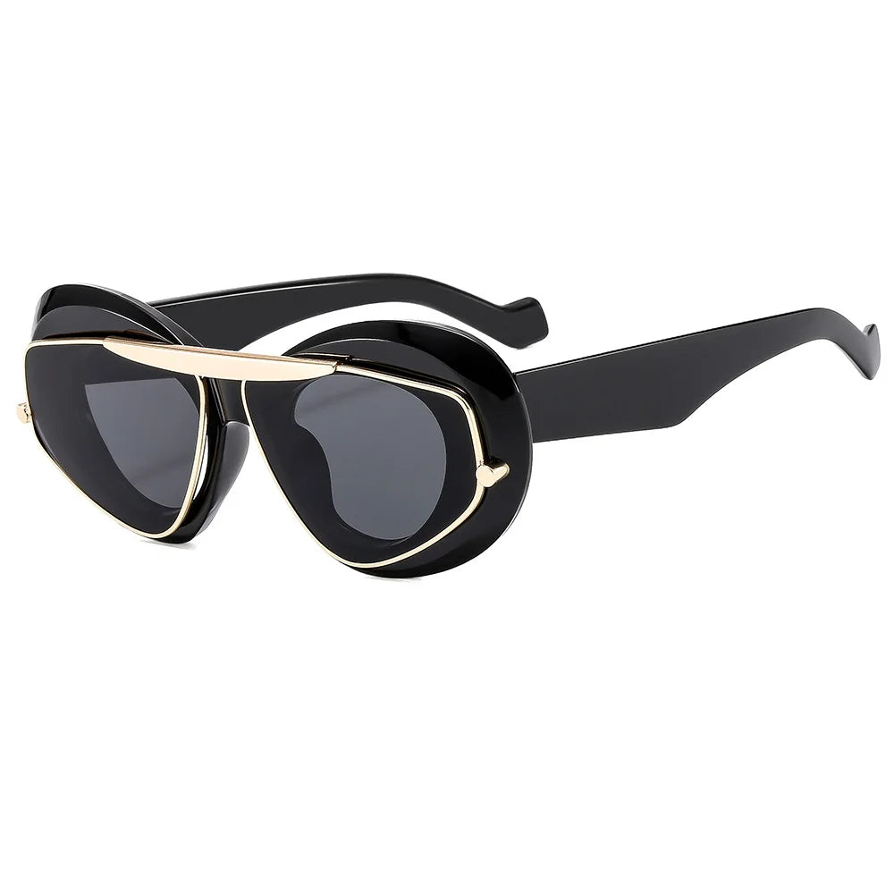 Men Women y2K Hip Hop Punk Oval Designer Square UV400 Glassess Sunglasses