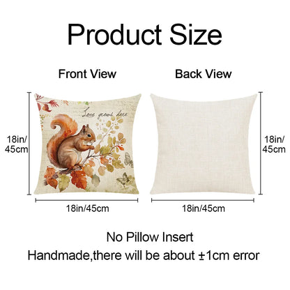 Home Decor Maple Squirrel Bird Design Thanksgiving Cushion Pillowcase Covers