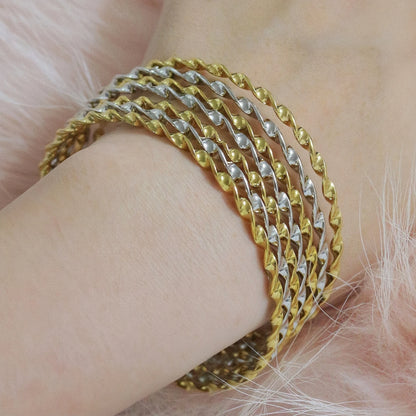 7pcs Stacking Bangle Design Roman Style Stainless Steel Gold Color Bracelet Gifts