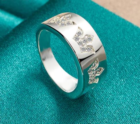 925 Sterling Silver Crown Zircon Women Man Wedding Engagement Party Fashion Charm Ring