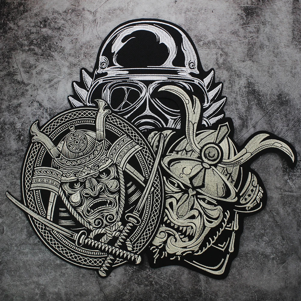 Fashion Helmet Skull Embroidered Patch Appliques Iron on Patches Badge Clothes Sewing