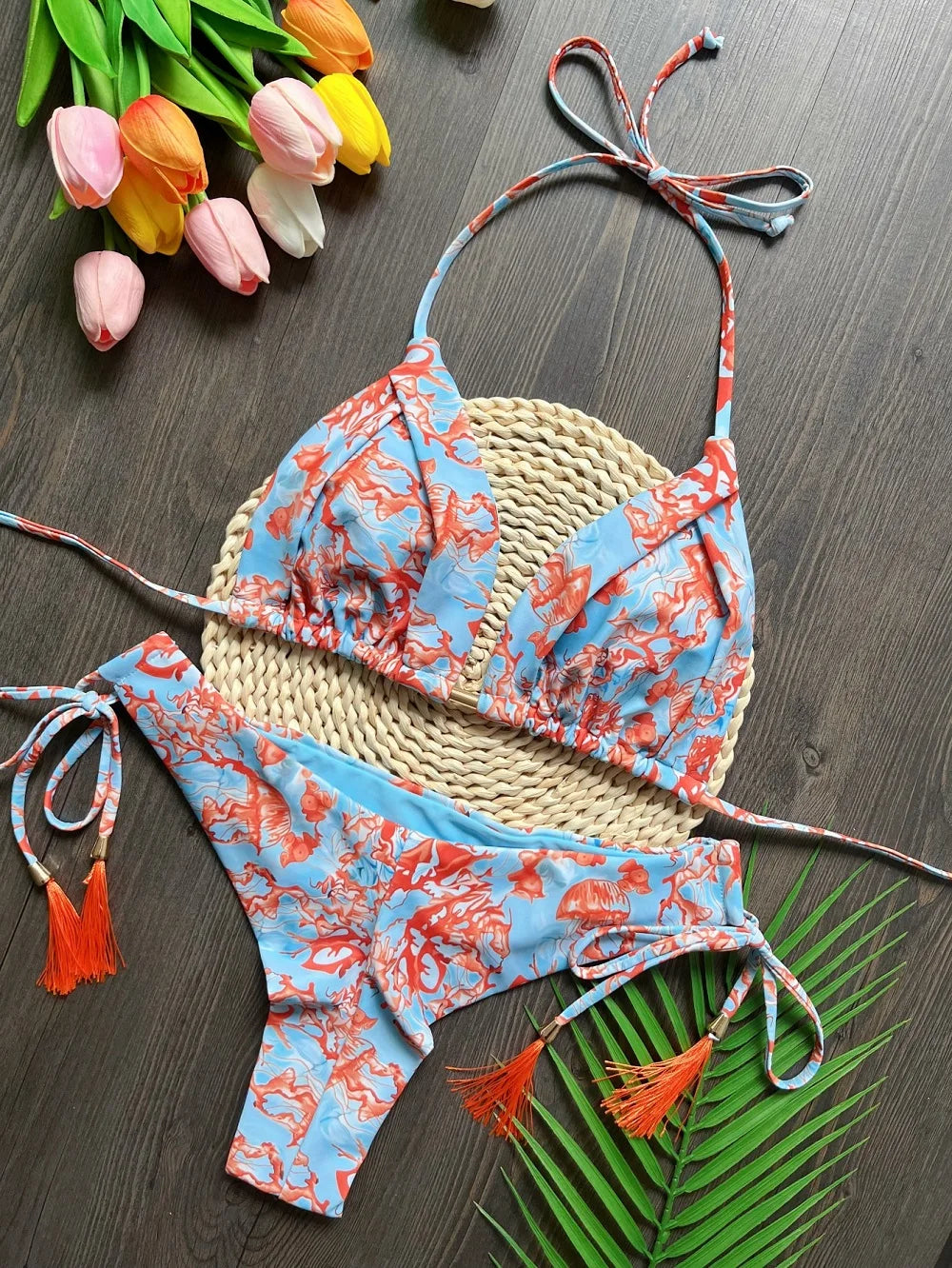 Sexy Print Bikini Bandage Women Swimsuit Two-piece Triangle Swimwear Bathing Brazilian Suit