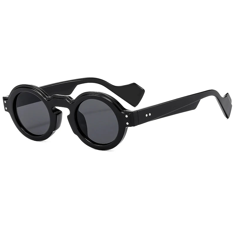 Women Men Punk Double Color Shades Rivets Clear Lens Frame UV400 Round Sunglasses