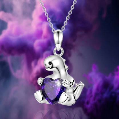 Animal Fashion Cartoon Amethyst Long Neck Dinosaur Pendant Necklace