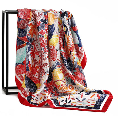 90*90cm Women Four Seasons Square Silk Satin Bandana Wrap Shawl Scarves Scarfs ggk7
