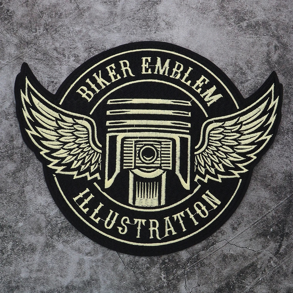 Large-Size Winged Skull Angel Biker Motorcycle Embroidered Patch Appliques Iron on Patches Badge Clothes Sewing