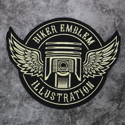 Large-Size Winged Skull Angel Biker Motorcycle Embroidered Patch Appliques Iron on Patches Badge Clothes Sewing
