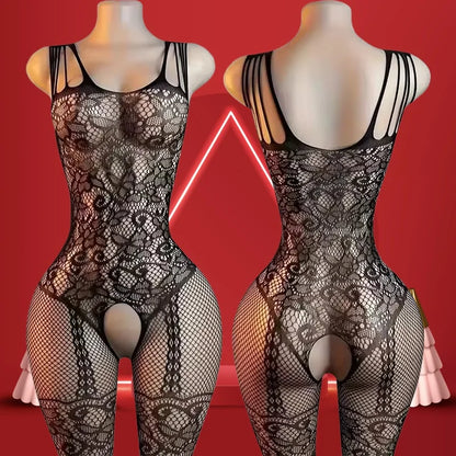 Sexy Babydoll Thong Body Curved Tight Fitting Suspenders Silk Sleepwear Bodystocking Dress
