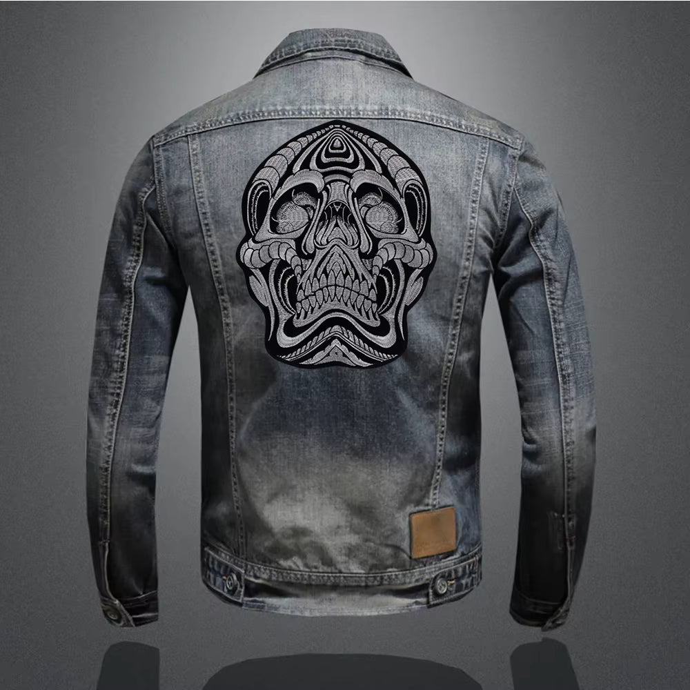 Black White Skull Embroidered Patch Appliques Iron on Patches Badge Clothes Sewing
