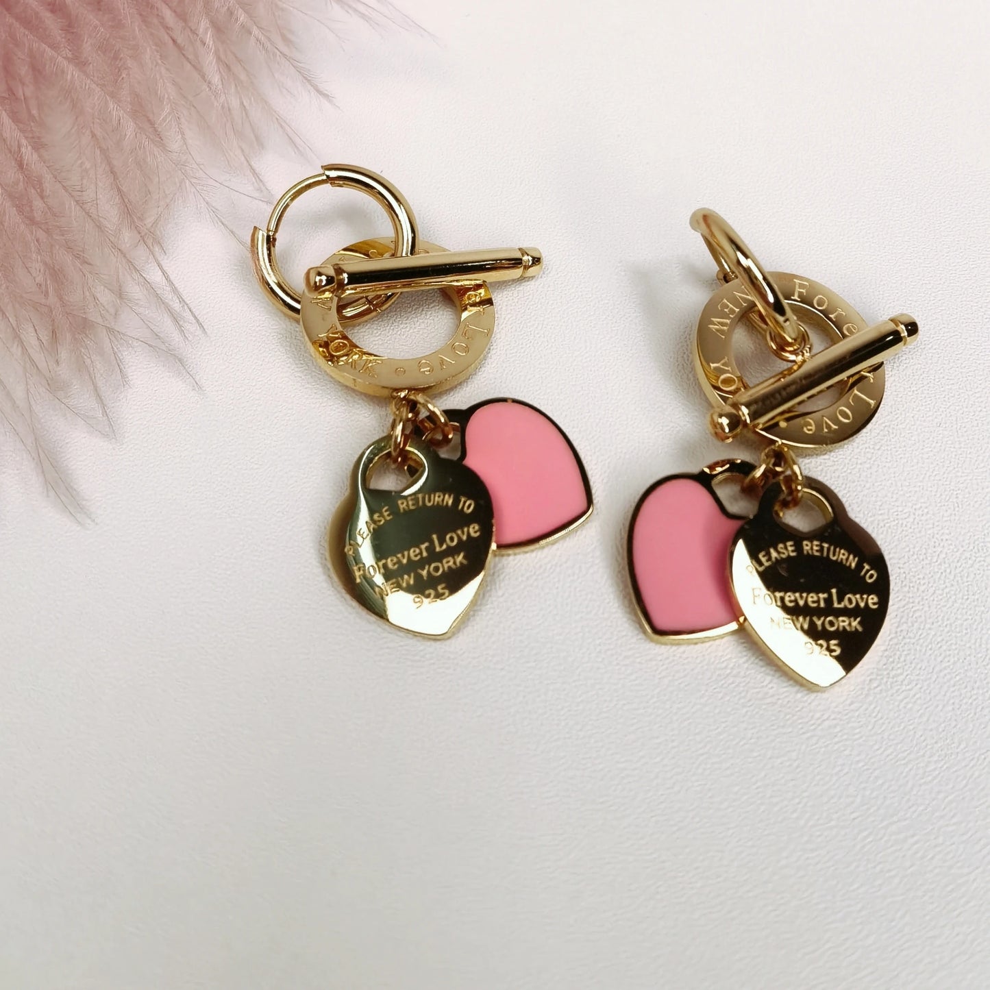 Women Fashion Stainless Steel Heart-Shaped Pendant Love Earrings