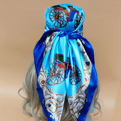 90cm Women Four Seasons Square Silk Satin Bandana Wrap Shawl Scarves Scarfs gkj2