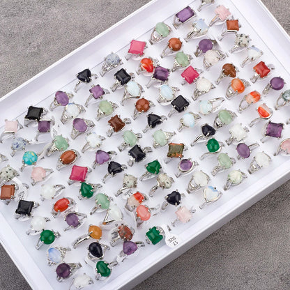 20 Pcs/Lot Rainbow Stone Women Men Mixed Charm Fashion Rings