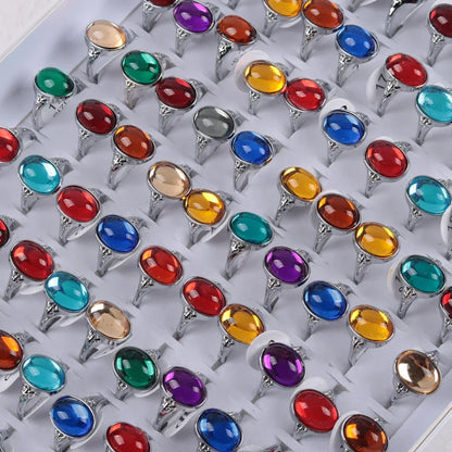 Wholesale 50pcs/lot Women's Vintage Glass Stone Rings