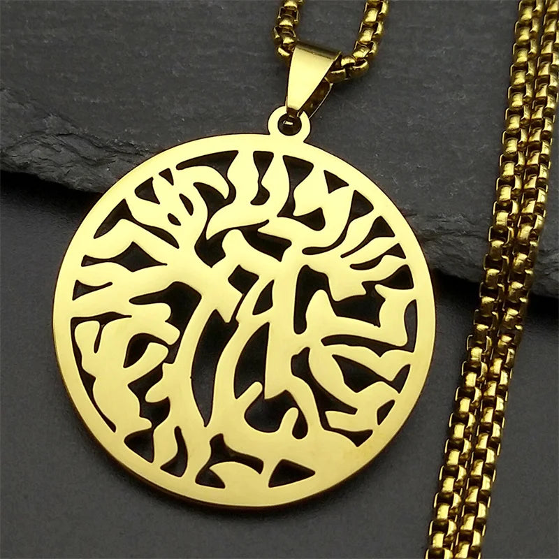 Women Men Stainless Steel Jewish Christianity Tetragrammaton Jehovah Yahweh Hebrew Alphabet Necklace