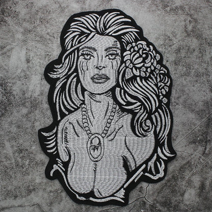 Embroidered Beauty Sexy Red Rose Love face Girl Patch Iron On Embroidered Patches for Clothes
