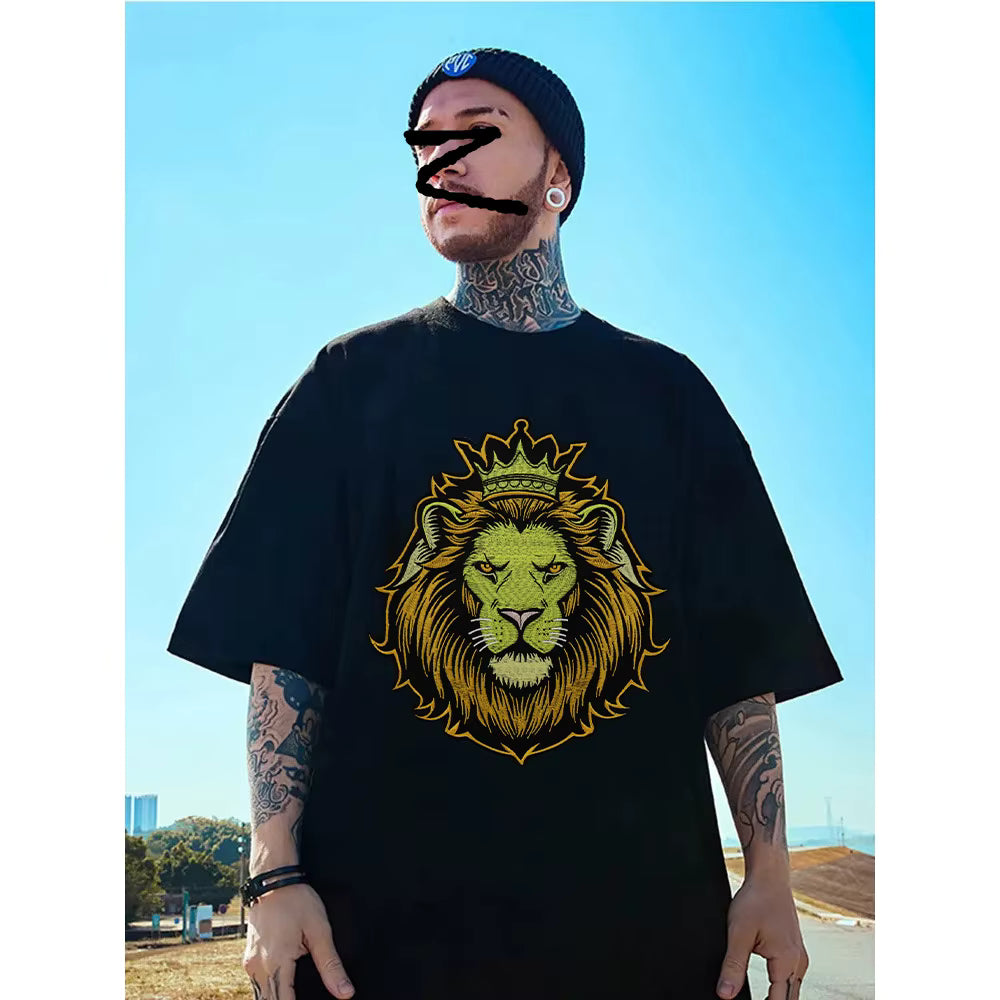 Embroidery Crown yellow Lion Biker Rock Patch Appliques Iron on Patches Badge Clothes Sewing