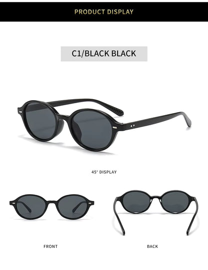 Women Men Retro Small Oval Rivets Shades UV400 Sunglasses Glasses