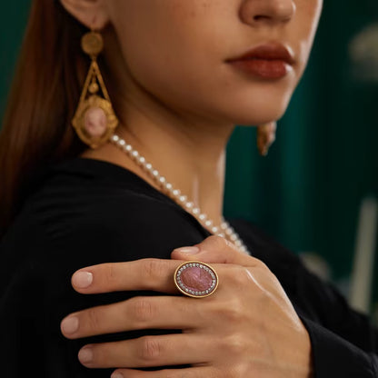 Women Gothic Vintage Designer Natural Blue Stone Stud Earrings