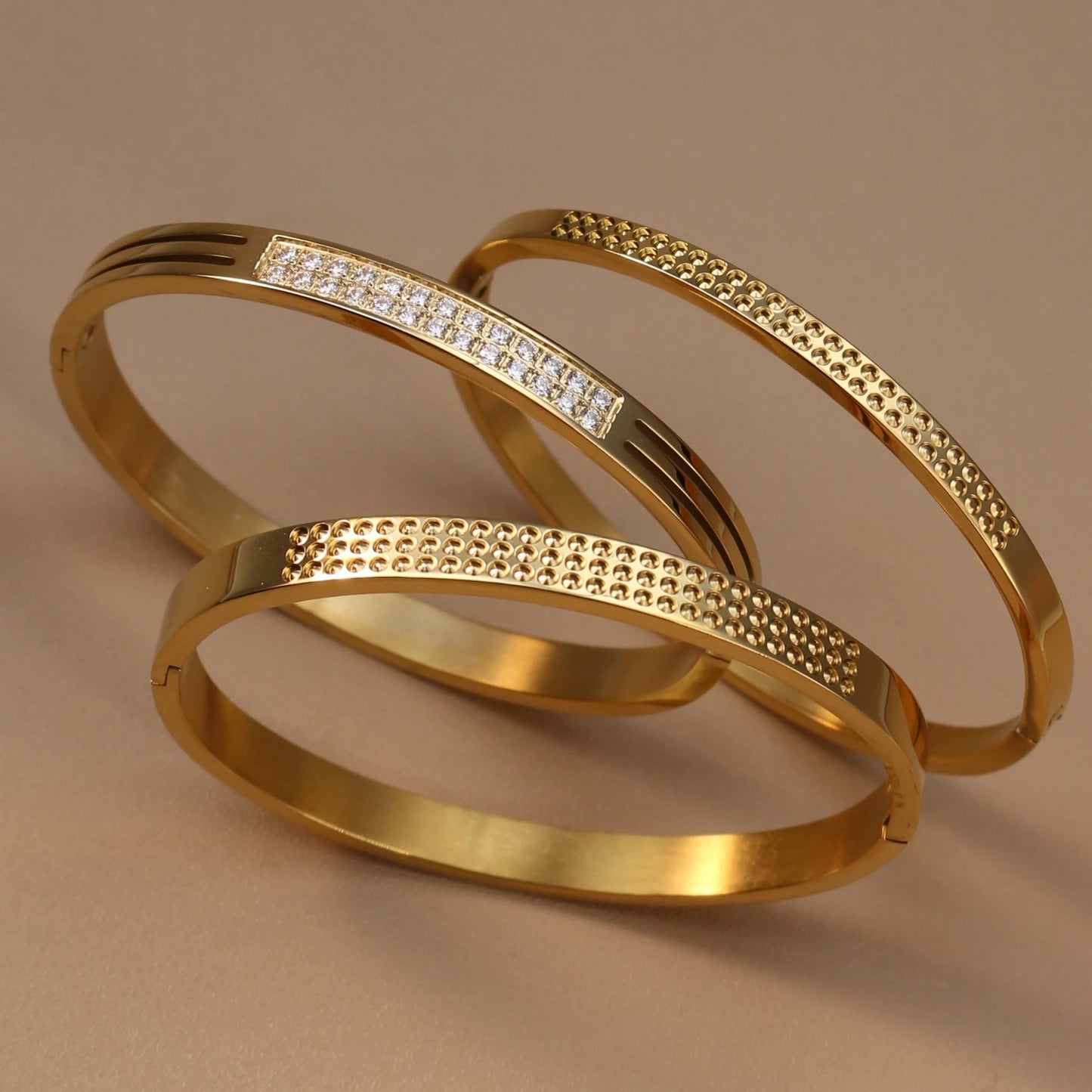 Stainless Steel 18K Gold Plated Zircon Women's Bracelet Bangles Gifts
