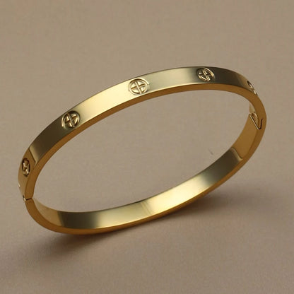 Luster Zircon Women's High Polished Stainless Steel Gold Color Bracelet Bangle Fashion Jewelry