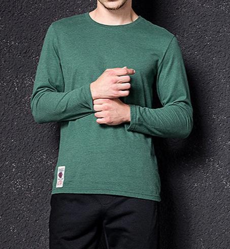 Men's Solid Color Knitted Cotton Long Sleeve Top Tees Shirts M-3XL