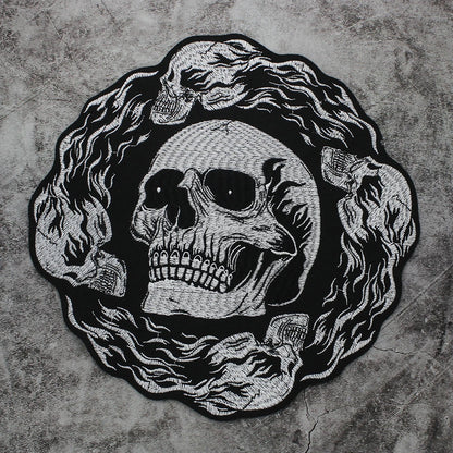 Skull Biker Cool Embroidery Patch Appliques Iron on Patches for Clothing Sewing