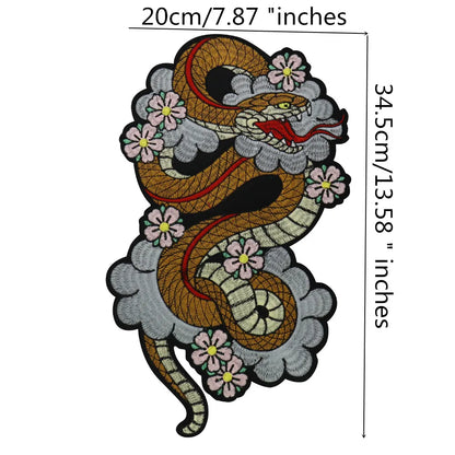 Embroidered Dragon Flower Patch Appliques Iron on Patches Badge Clothes Sewing