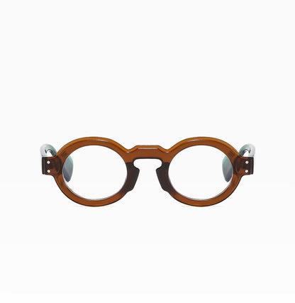 Women Men Punk Double Color Shades Rivets Clear Lens Frame UV400 Round Sunglasses