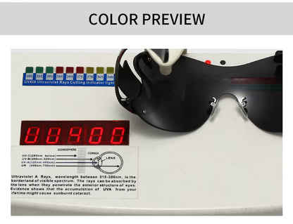 Y2k Women Fashion Swan Inlay Gradient Lens Shades Oversized Rimless Sunglasses Glasses