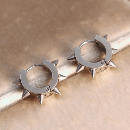 1Pair Women Men Punk Stainless Steel Spiky Thorn Gothic Stud Earrings