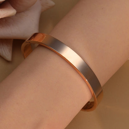 18K Gold Plated Stainless Steel Polished Zircon 50MM Bangles Bracelet