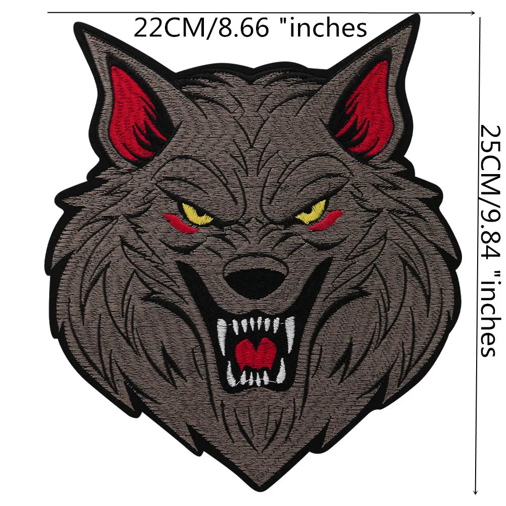 Large Size Biker Applique Fierce Tiger head Embroidery Patches Iron on for Clothes Animal Stickers Patch