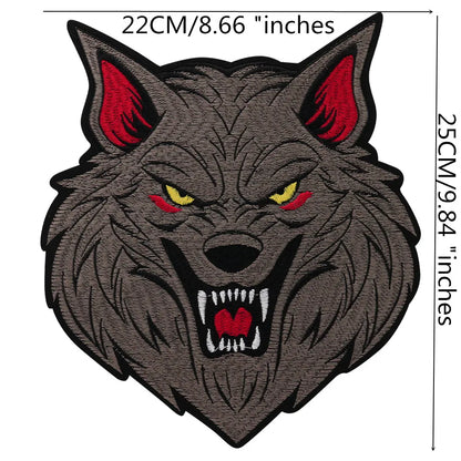 Large Size Biker Applique Fierce Tiger head Embroidery Patches Iron on for Clothes Animal Stickers Patch