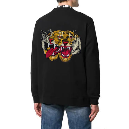 Large Size Biker Applique Fierce Tiger head Embroidery Patches Iron on for Clothes Animal Stickers Patch
