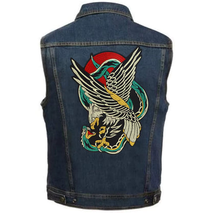 Punk Dragon Eagle Animal Large Embroidered Patch Appliques Iron on Patches Badge Clothes Sewing