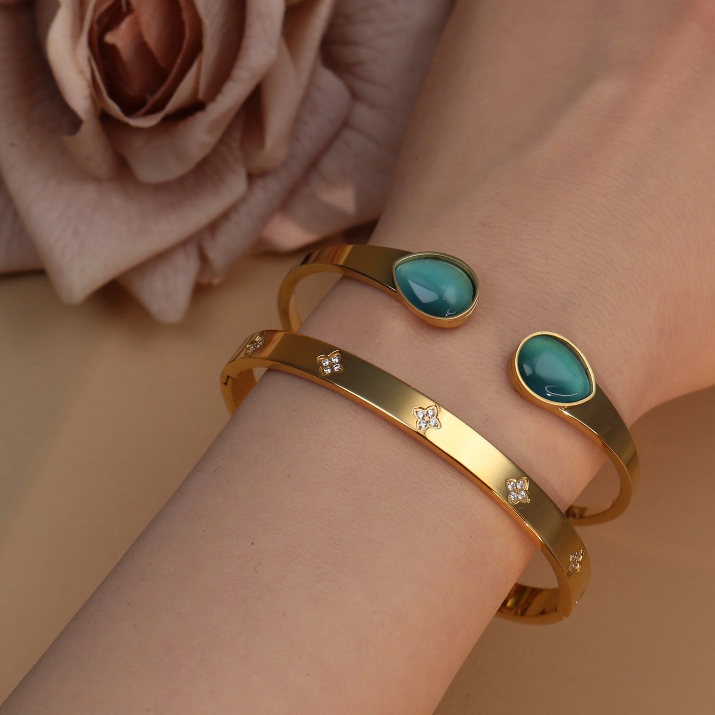 Fashion Opal Crystal Stainless Steel Women's Bracelet Bangles Gifts